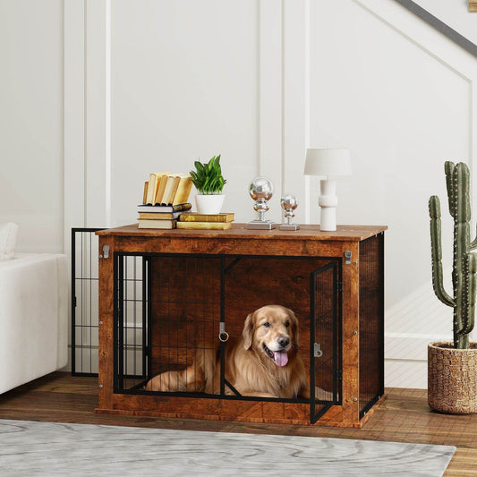 Purrfect Pet Kingdom Double Door Wooden Dog Crate Purrfect Pet Kingdom