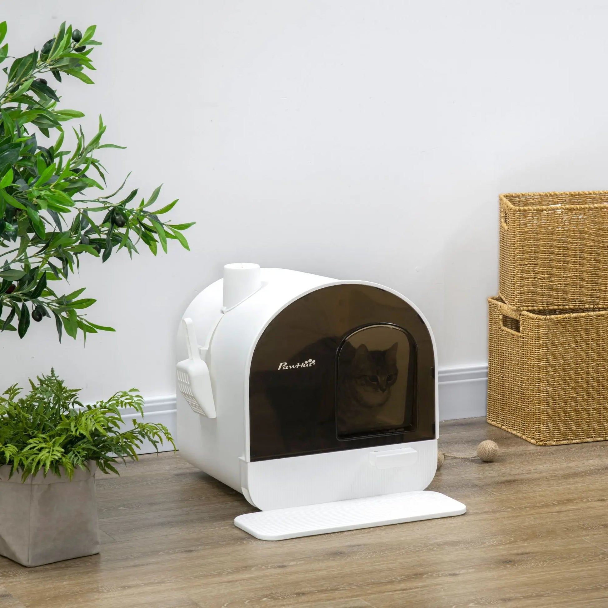 Purrfect Pet Kingdom PawHut Enclosed Litter Box with High Sides Purrfect Pet Kingdom