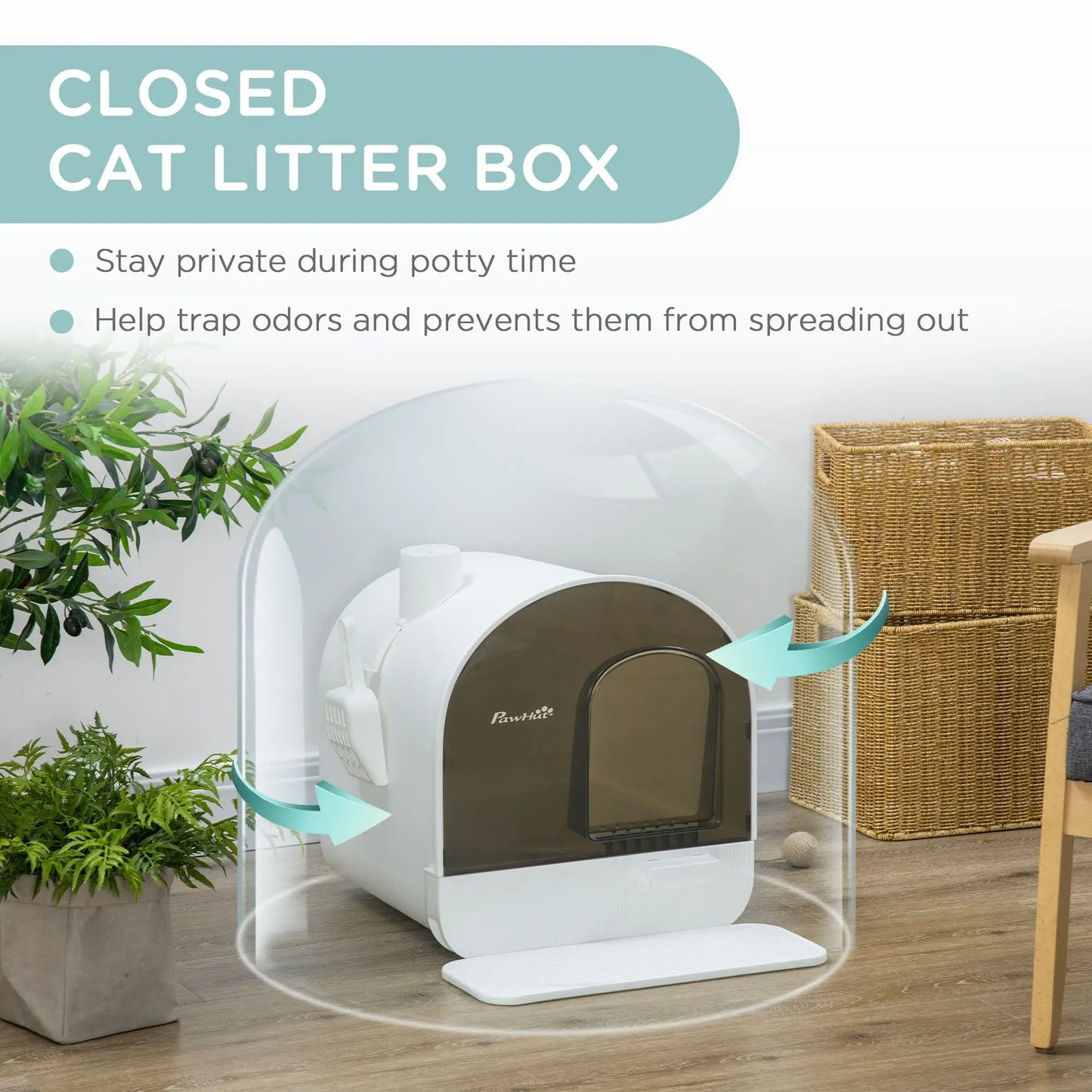 Purrfect Pet Kingdom PawHut Enclosed Litter Box with High Sides Purrfect Pet Kingdom