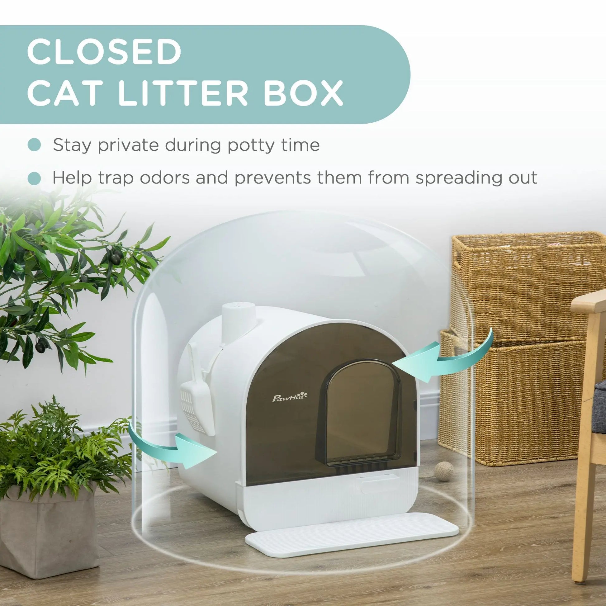 Purrfect Pet Kingdom PawHut Enclosed Litter Box with High Sides Purrfect Pet Kingdom