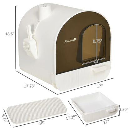 Purrfect Pet Kingdom PawHut Cat Litter Box with Lid and High Sides Purrfect Pet Kingdom