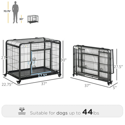 Purrfect Pet Kingdom Foldable Metal Dog Kennel 37 Inch Purrfect Pet Kingdom
