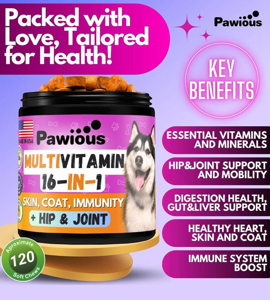 Pawious Canine Multivitamin for Skin Coat Immunity 16-in-1 Purrfect Pet Kingdom