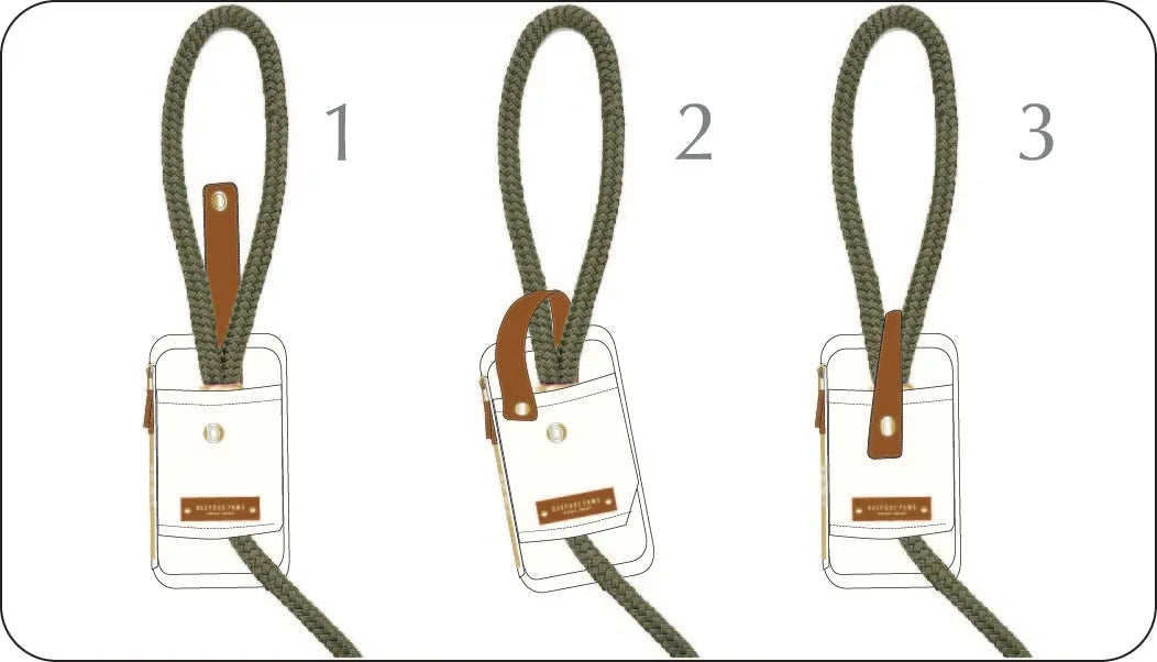 Pawsh Pouch Dangle-Free Leather Dog Poop Bag Dispenser in Ivory/Tan, small size by BESPOKE PAWS, stylish and functional.