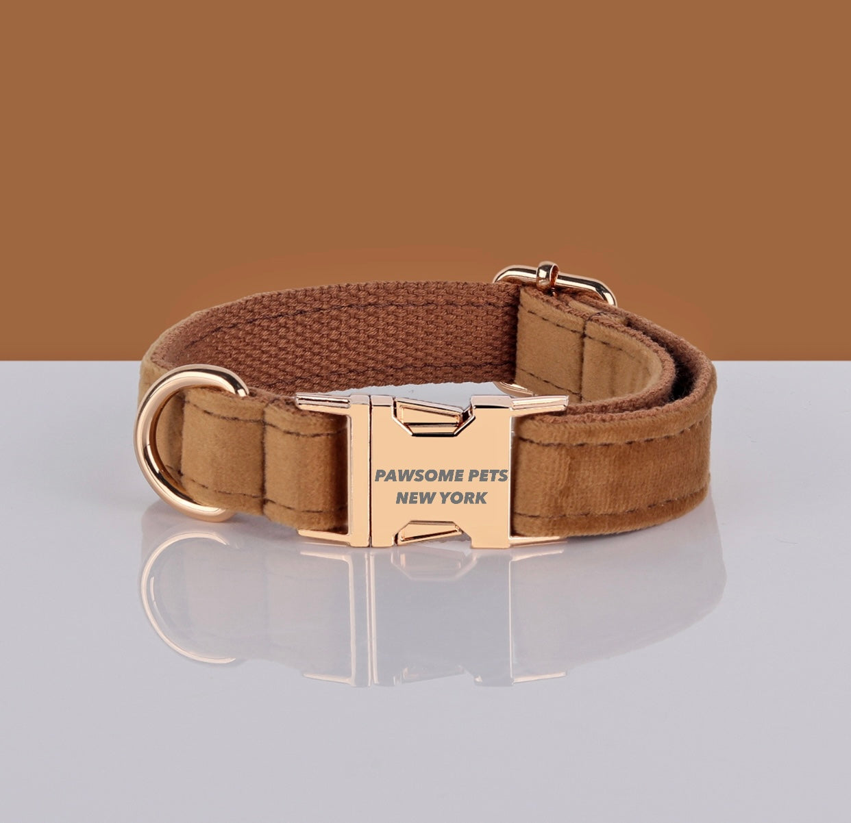 Tail Chasers Quick Release Dog Collar in Tan, a comfortable pet collar for sensitive skin