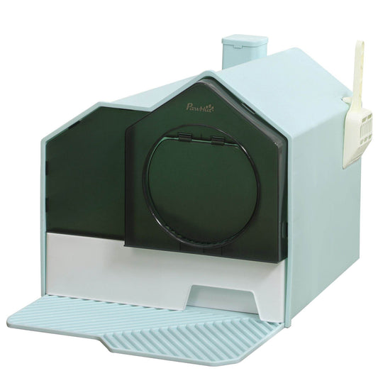 Purrfect Pet Kingdom Enclosed Cat Litter Box for Odor Control Blue Purrfect Pet Kingdom