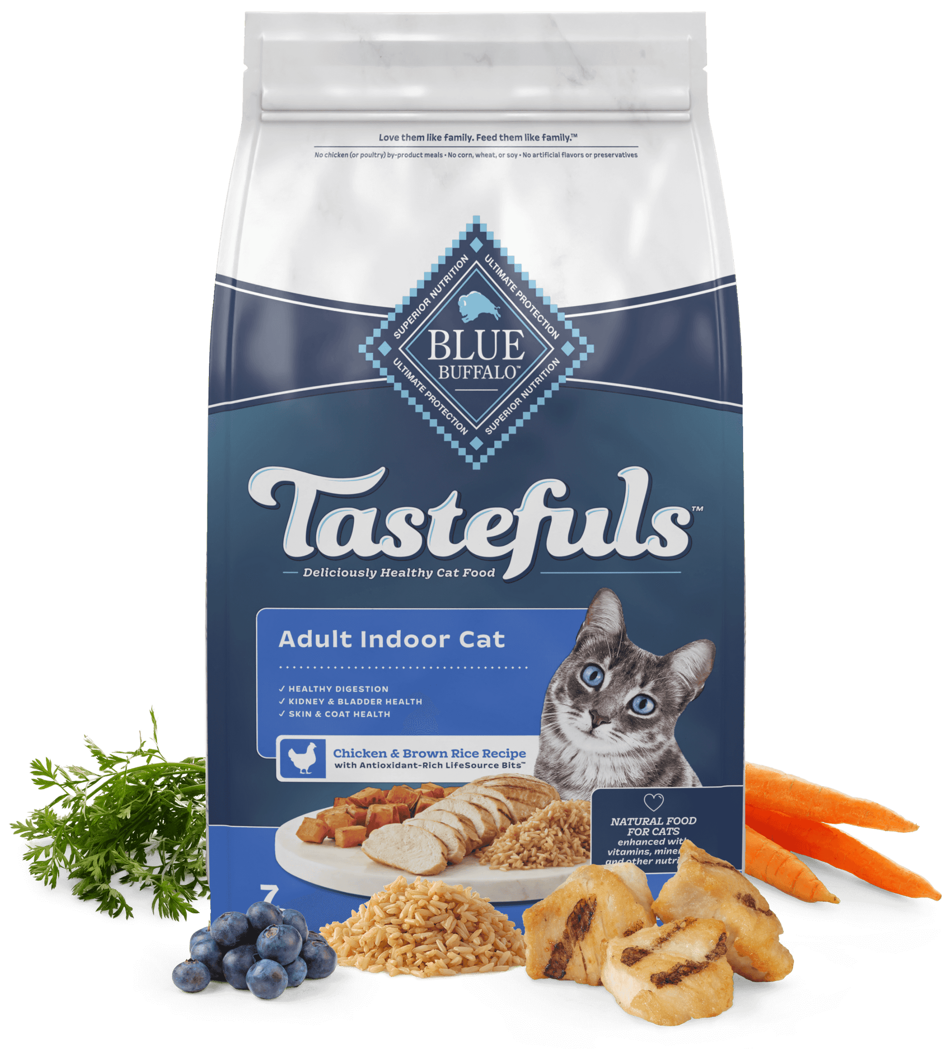Blue Buffalo Blue Tastefuls Adult Indoor Cat Chicken & Brown Rice Dry Cat Food - Blue Buffalo Dry Cat Food - The Family Pet