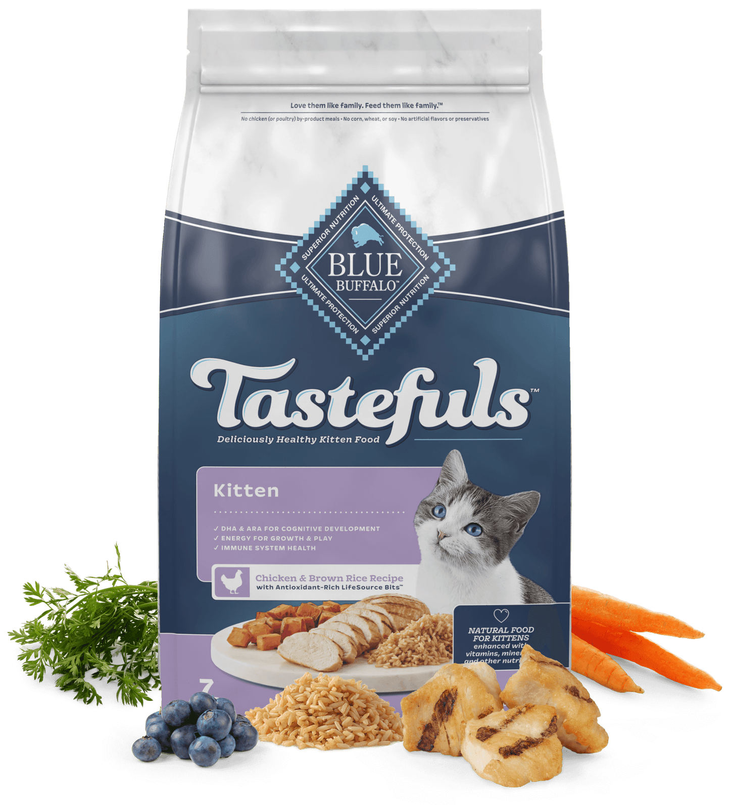 Blue Buffalo Blue Tastefuls Kitten Chicken & Brown Rice Recipe Dry Cat Food - Dry Cat Food - The Family Pet