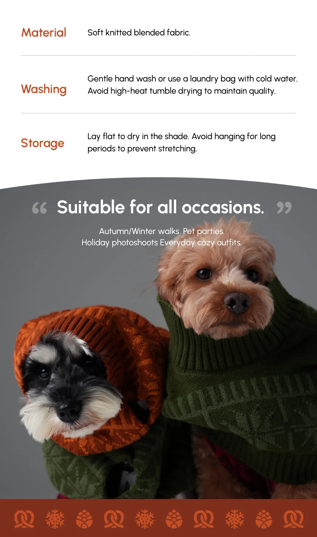 pehomnyc - Pretzel Pet Sweater - Tofee Orange - Pet Sweater