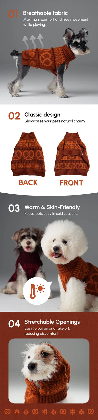 pehomnyc - Pretzel Pet Sweater - Tofee Orange - Pet Sweater