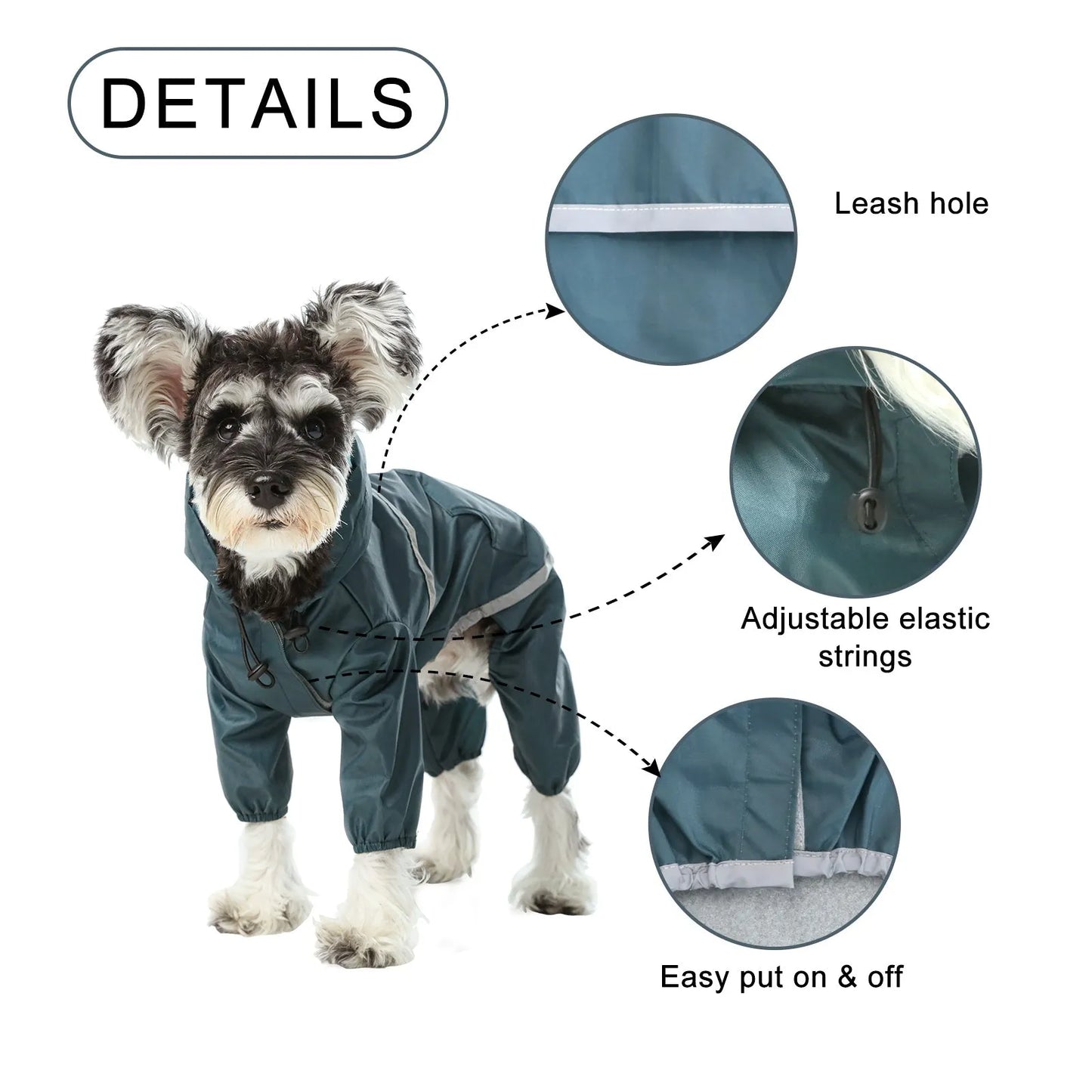 pehomnyc - Ultralight Full covered hooded waterproof dog jacket -