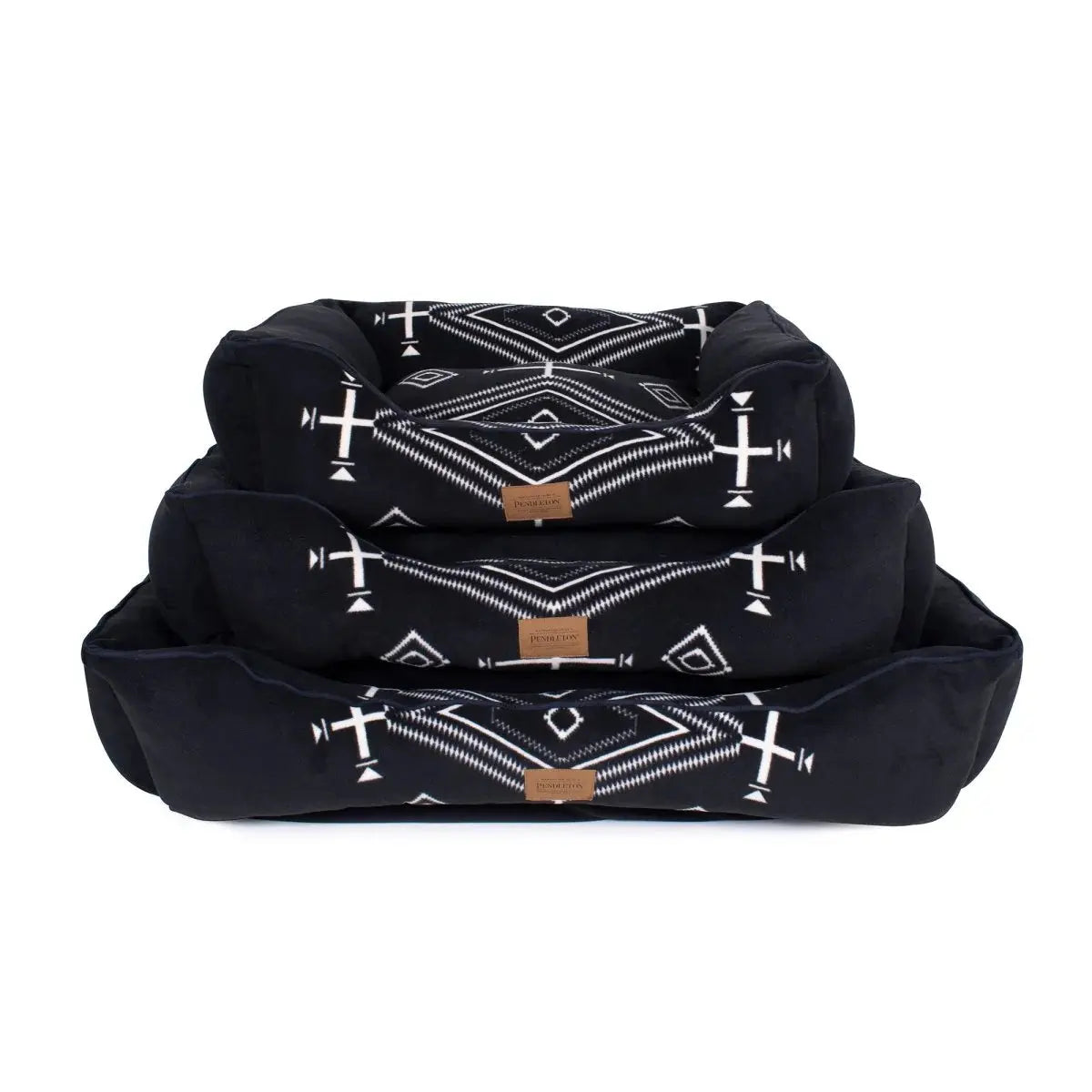 K9 Outdoors Pendleton dog bed in a stylish geometric pattern for comfortable pet sleeping