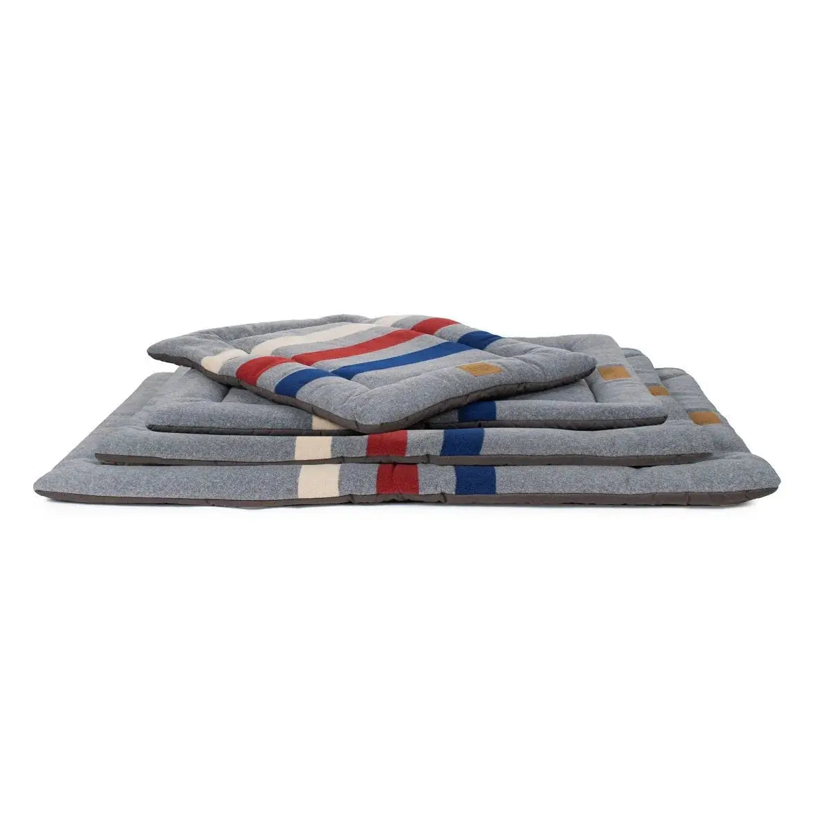 Pendleton dog bed set in various sizes with blue and red striped design for comfort and style