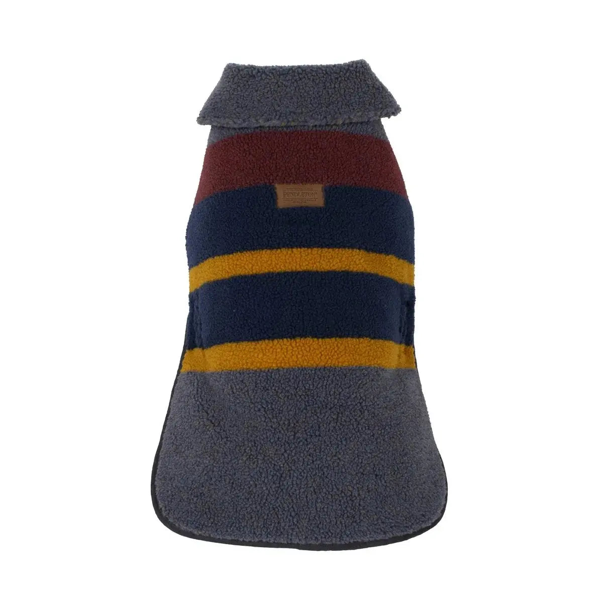 Pendleton dog coat in multicolored fleece with a cozy collar for warmth and style