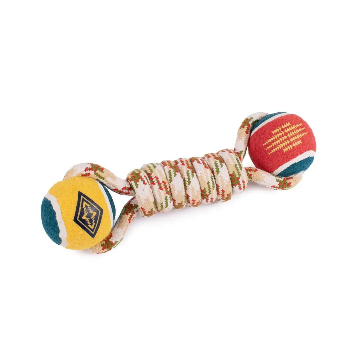 Pendleton rope dog toy featuring colorful balls and a sturdy rope for interactive play