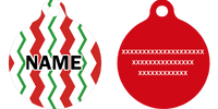 Peppermint Stick Chevron Stripes HD Dog ID Tag