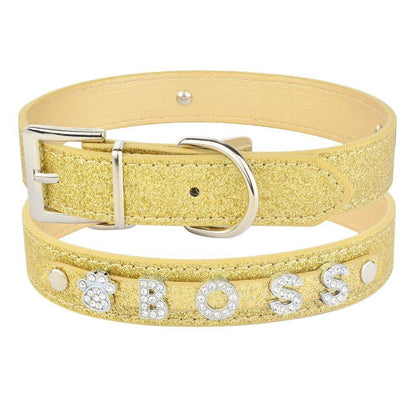 Purrfect Pet Kingdom Personalized Pet Collar - Sparkling Blue L Gold Purrfect Pet Kingdom