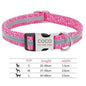 Pink personalized pet ID collar from Purrfect Pet Kingdom with reflective strip and adjustable buckle