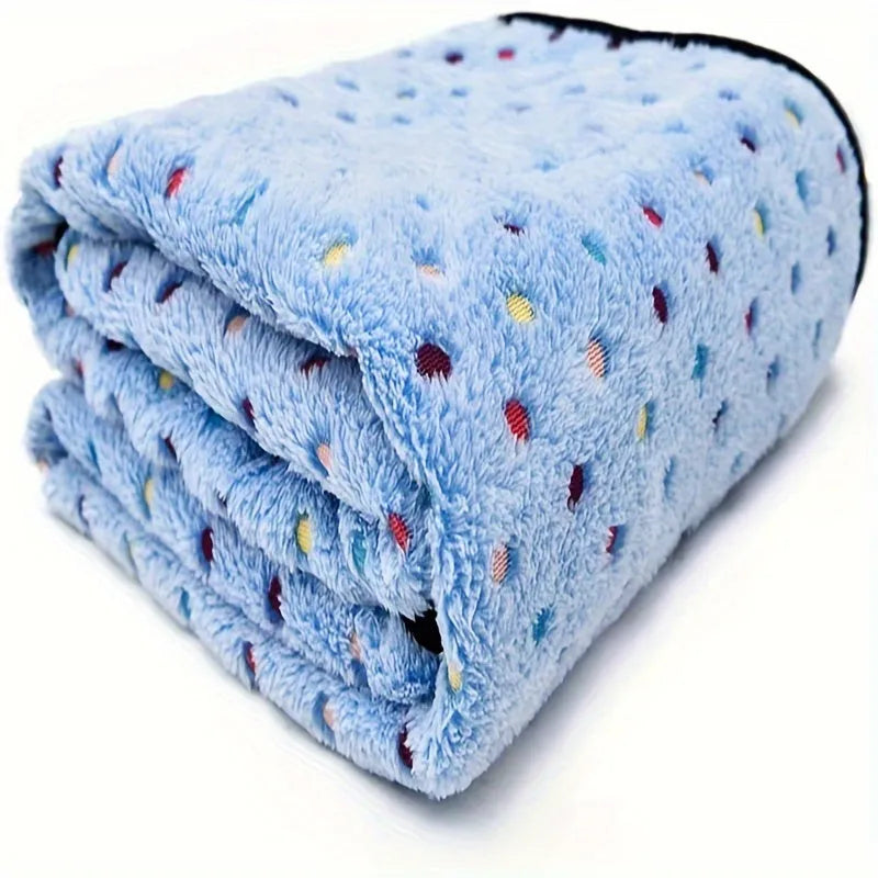 Coral Velvet Flannel Pet Blanket by Lootquake LLC in Grey Dots, XL size 47.24x39.37 inches, perfect for cats and dogs.