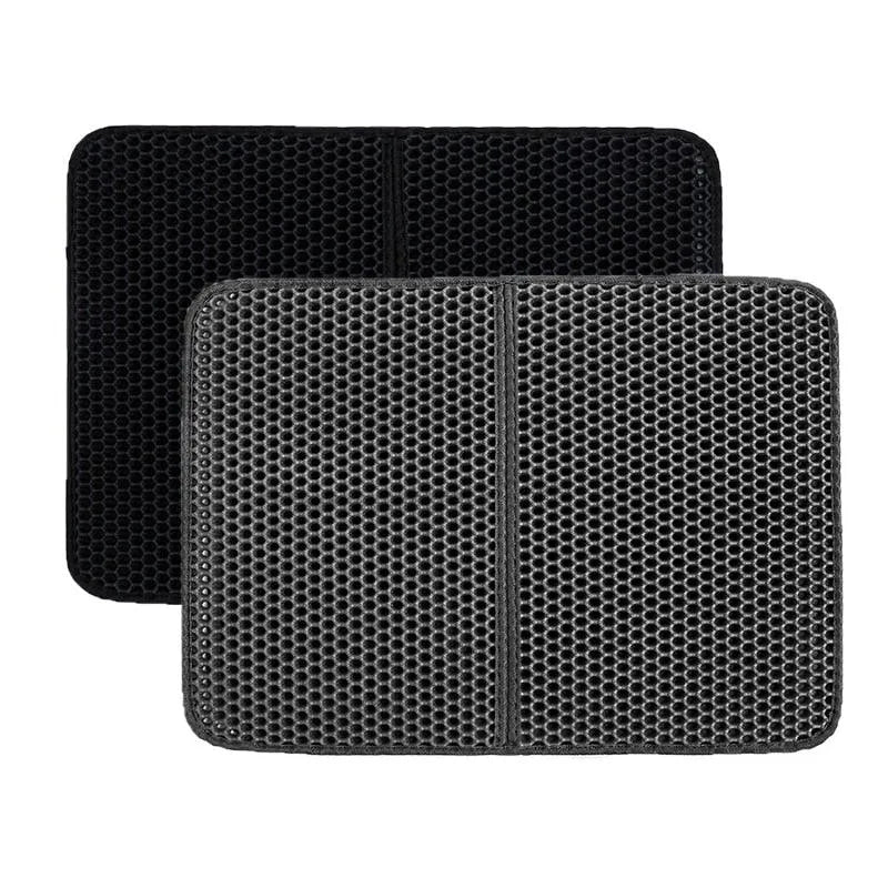 Gray Stevvex Pet Cat Litter Mat, waterproof double layer, available in M 55x75 cm, S 40x55 cm, and XS 30x45 cm, trapping l...