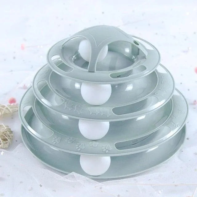 Interactive Stevvex Cat Toy Training Amusement Plate with triple disc tumbler design, perfect for small dogs and kittens.