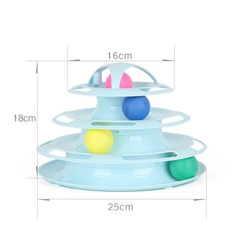 Interactive Stevvex Pet Cat Toy Training Amusement Plate with triple disc tumbler, perfect for small dogs and kittens, ava...