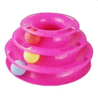 Interactive Stevvex Pet Cat Toy Training Amusement Plate with triple disc tumbler design, ideal for small dogs and cats.