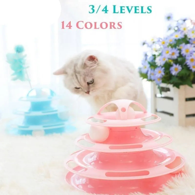 Interactive Stevvex Pet Cat Toy Training Amusement Plate with triple disc tumbler, perfect for kittens and small dogs, in ...