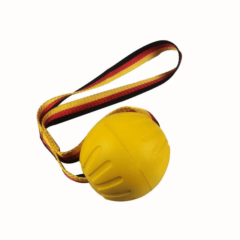 Tail Chasers Yellow Pet Chew Toy for Water Play with Durable Strap for Easy Retrieval