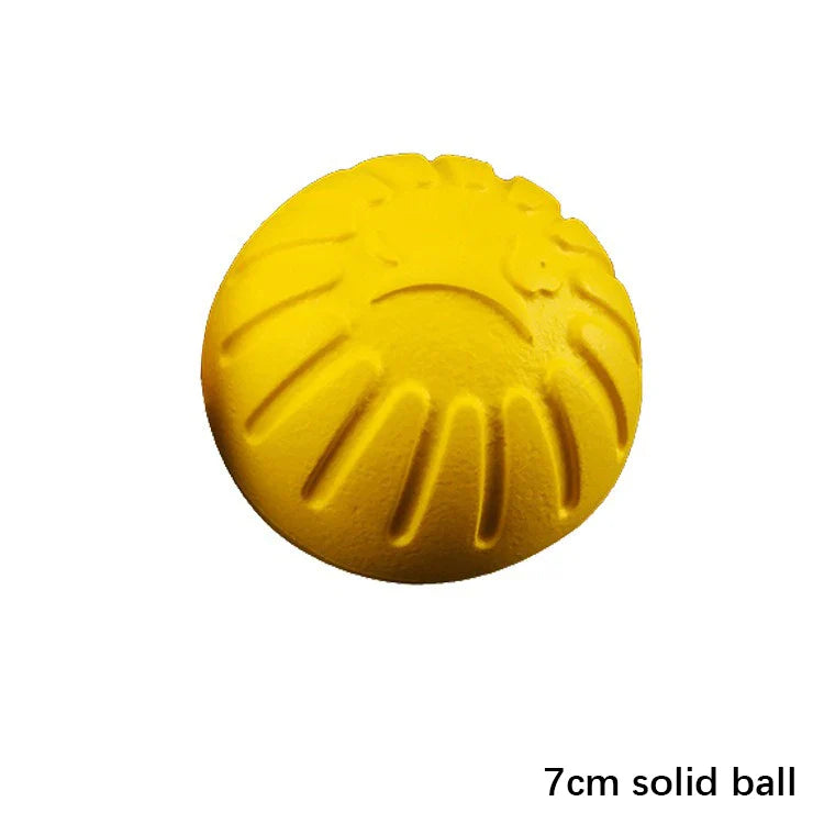 Bright yellow 7cm solid ball pet chew toy for water play designed for active dogs
