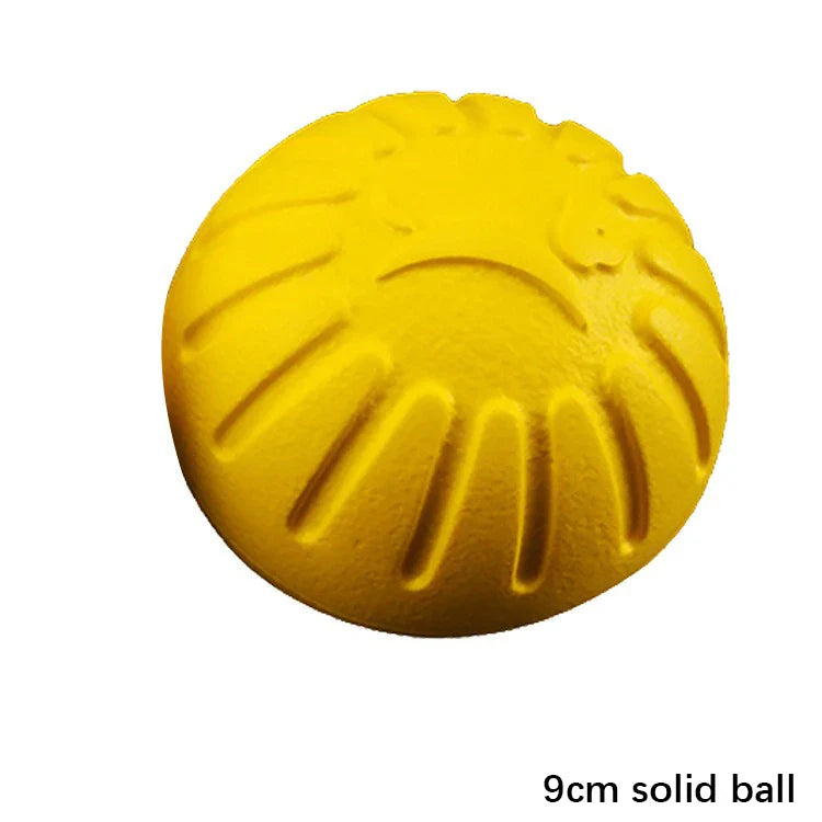 Tail Chasers Yellow 9cm Solid Ball, a durable pet chew toy for water play