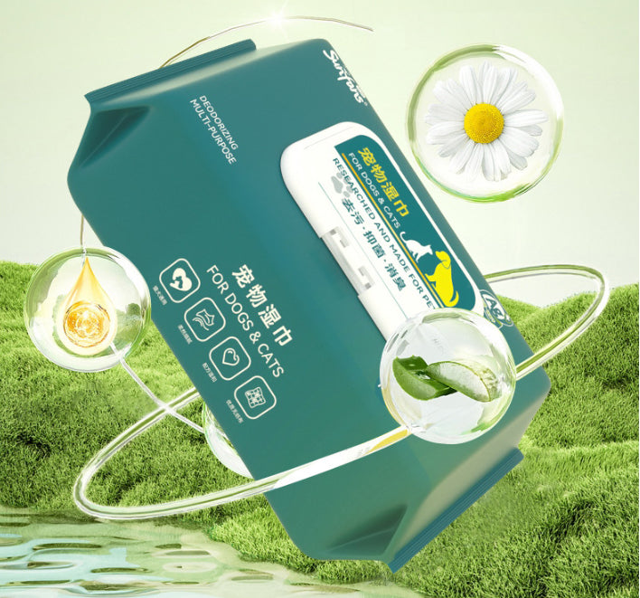 V.I.P Digital Presence Pet cleaning Wipes for dogs and cats, featuring natural ingredients for gentle cleaning