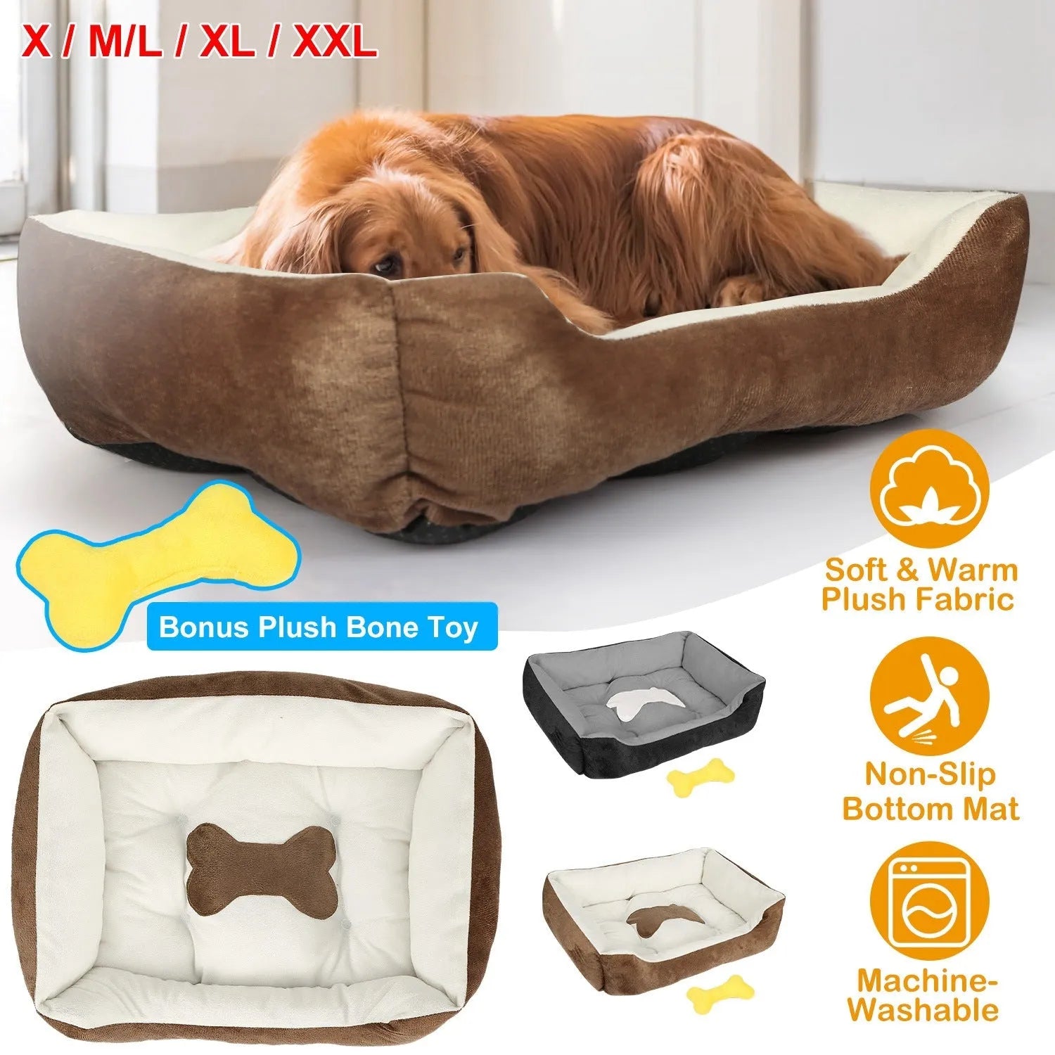 Soft warm fleece dog bed by GBruno Store, cozy nest design in neutral color, perfect for small to medium pets.