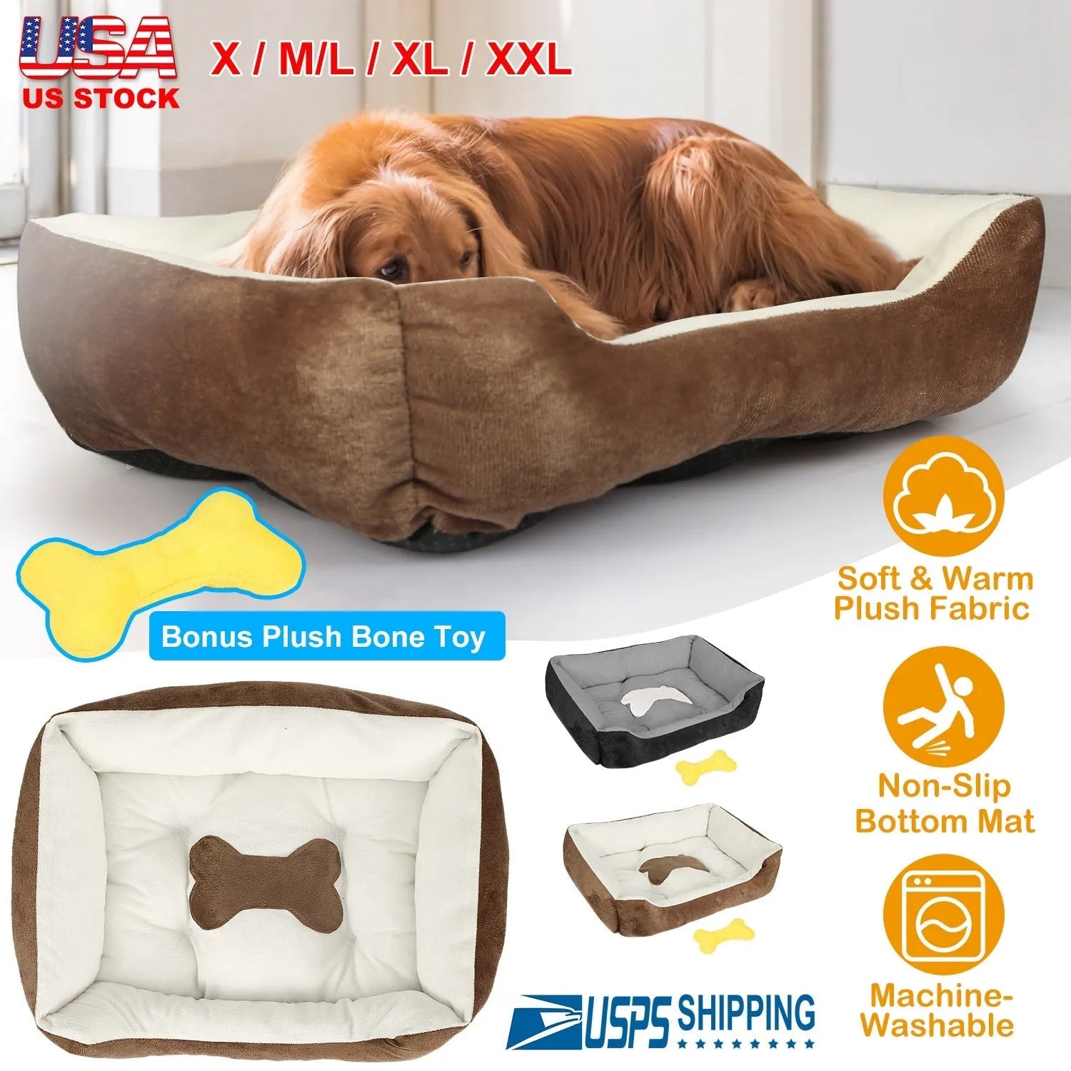 Soft warm fleece dog bed by GBruno Store, cozy nest for small/medium pets, ideal for cats and dogs, in neutral color.