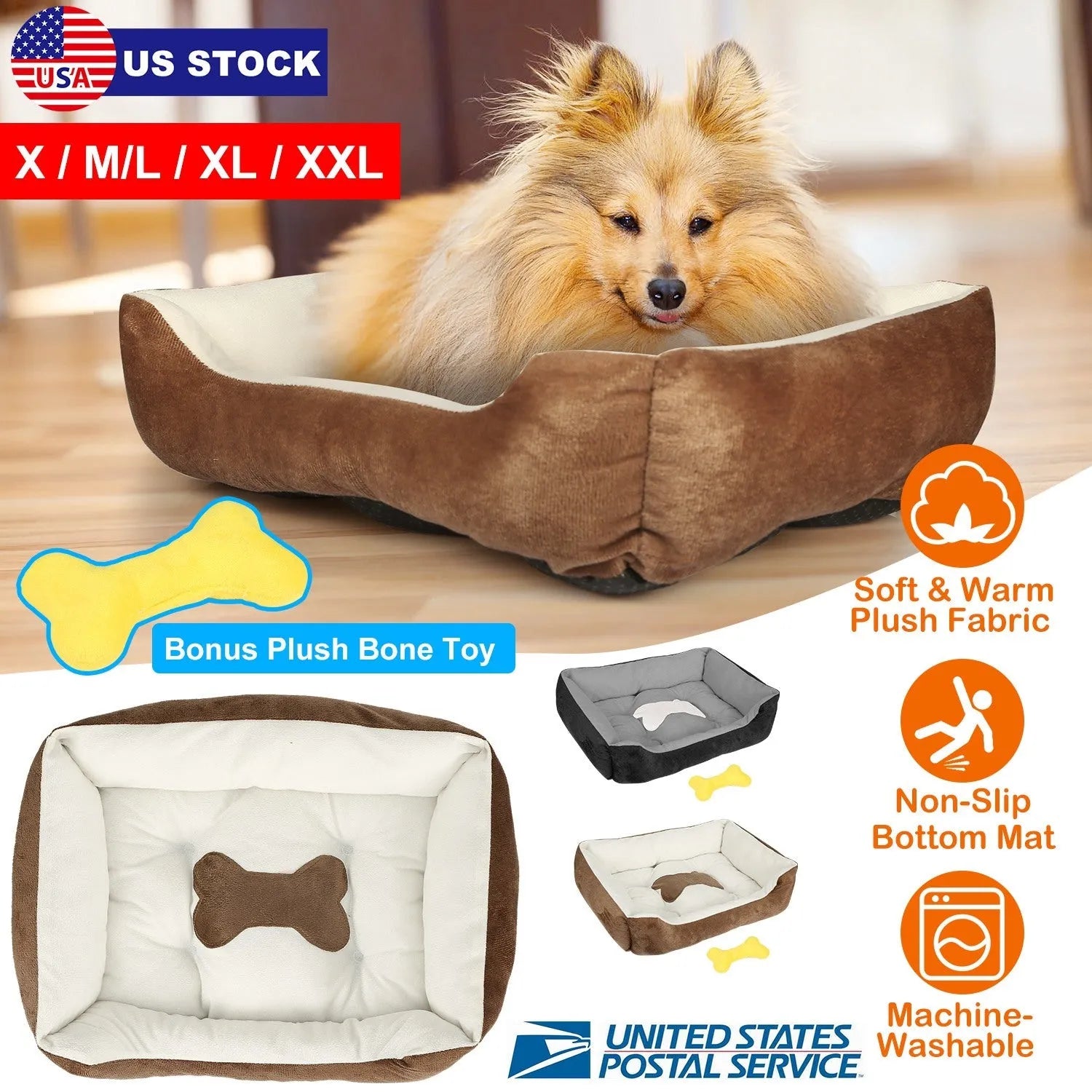 Soft warm fleece pet dog bed by GBruno Store, cozy nest for small/medium dogs, featuring a plush cushion mat in a neutral ...