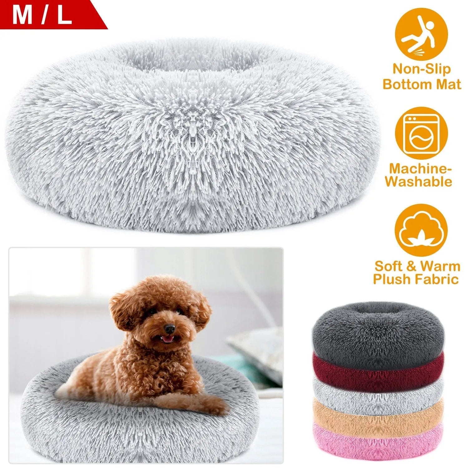 Soft warm fleece pet dog bed from GBruno Store, cozy nest for small/medium dogs, ideal for cats, priced at $59.99.