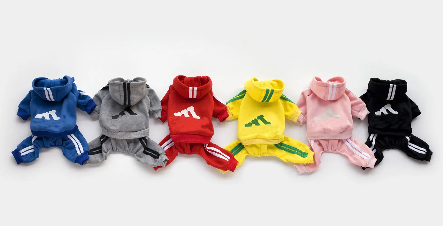 Red pet dog jumpsuit for small to medium dogs by Furr Baby Gifts, available in sizes L, XL, and 2XL.