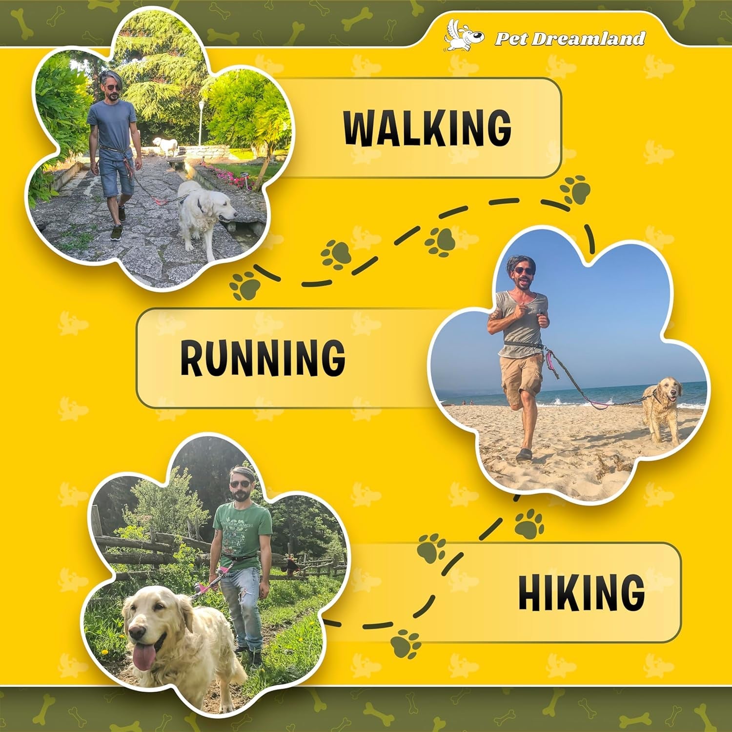 No pull dog leash with waist belt ideal for walking, running, and hiking with your pet