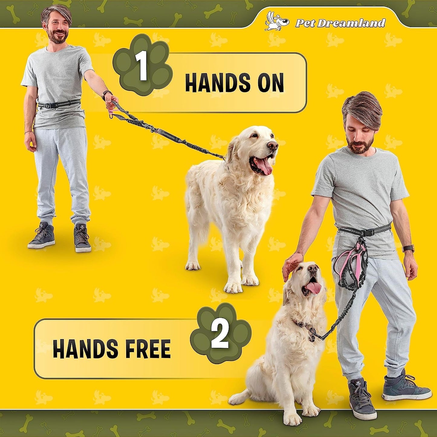 Purrfect Pet Kingdom no pull dog leash with waist belt for hands-free walking and training with your dog
