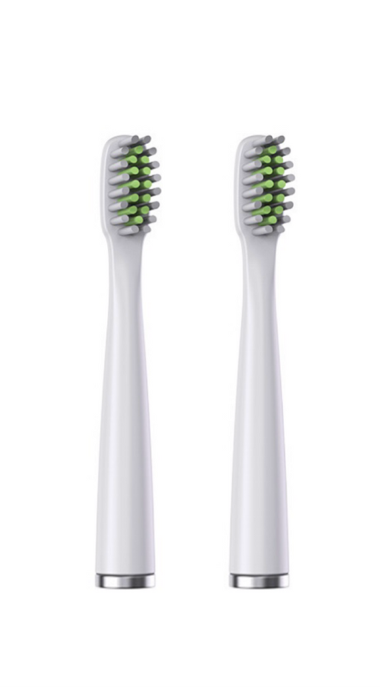 Two Purrfect Pet Kingdom pet electric toothbrush replacement heads with soft bristles for gentle cleaning