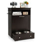 Purrfect Pet Kingdom Pet Food Bowl Stand with Hidden Compartment Coffee Purrfect Pet Kingdom