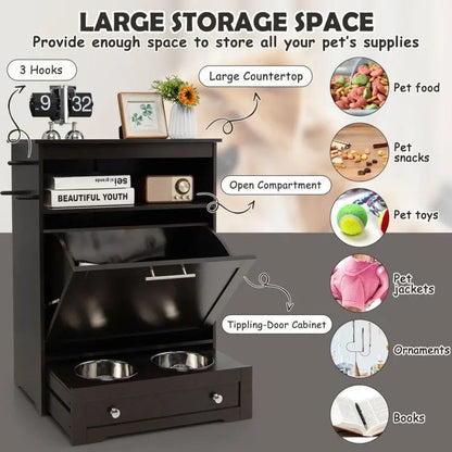 Purrfect Pet Kingdom Pet Food Bowl Stand with Hidden Compartment Purrfect Pet Kingdom