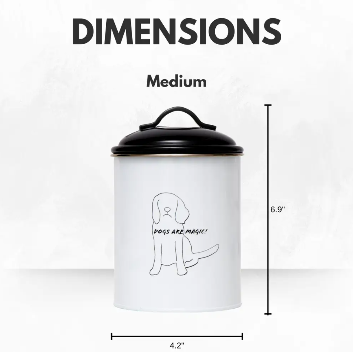 Medium black and white pet food containers with a playful dog design for stylish storage