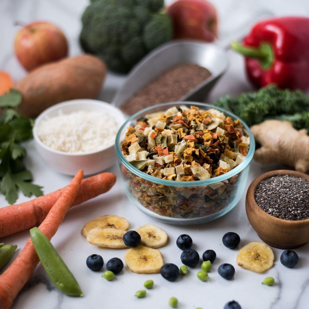 The Pet Gourmet grain free dog food premix with fresh vegetables and fruits for healthy canine diets