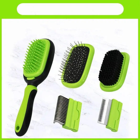 Purrfect Pet Kingdom green and black pet grooming brush for dogs and cats with multiple brush and comb attachments