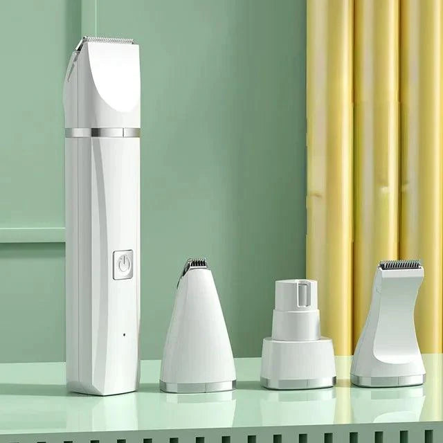 MANDOTOS pet grooming kit for dogs and cats featuring a rechargeable electric trimmer and multiple grooming attachments