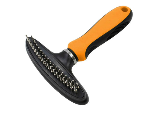 Purrfect Pet Kingdom Pet Hair Removal Comb with Ergonomic Handle Orange Purrfect Pet Kingdom