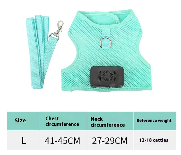 Mimarta breathable pet harness for summer in mint green with adjustable straps and matching leash