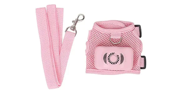 Mimarta breathable pet harness for summer in pink with matching leash for comfortable outdoor walks