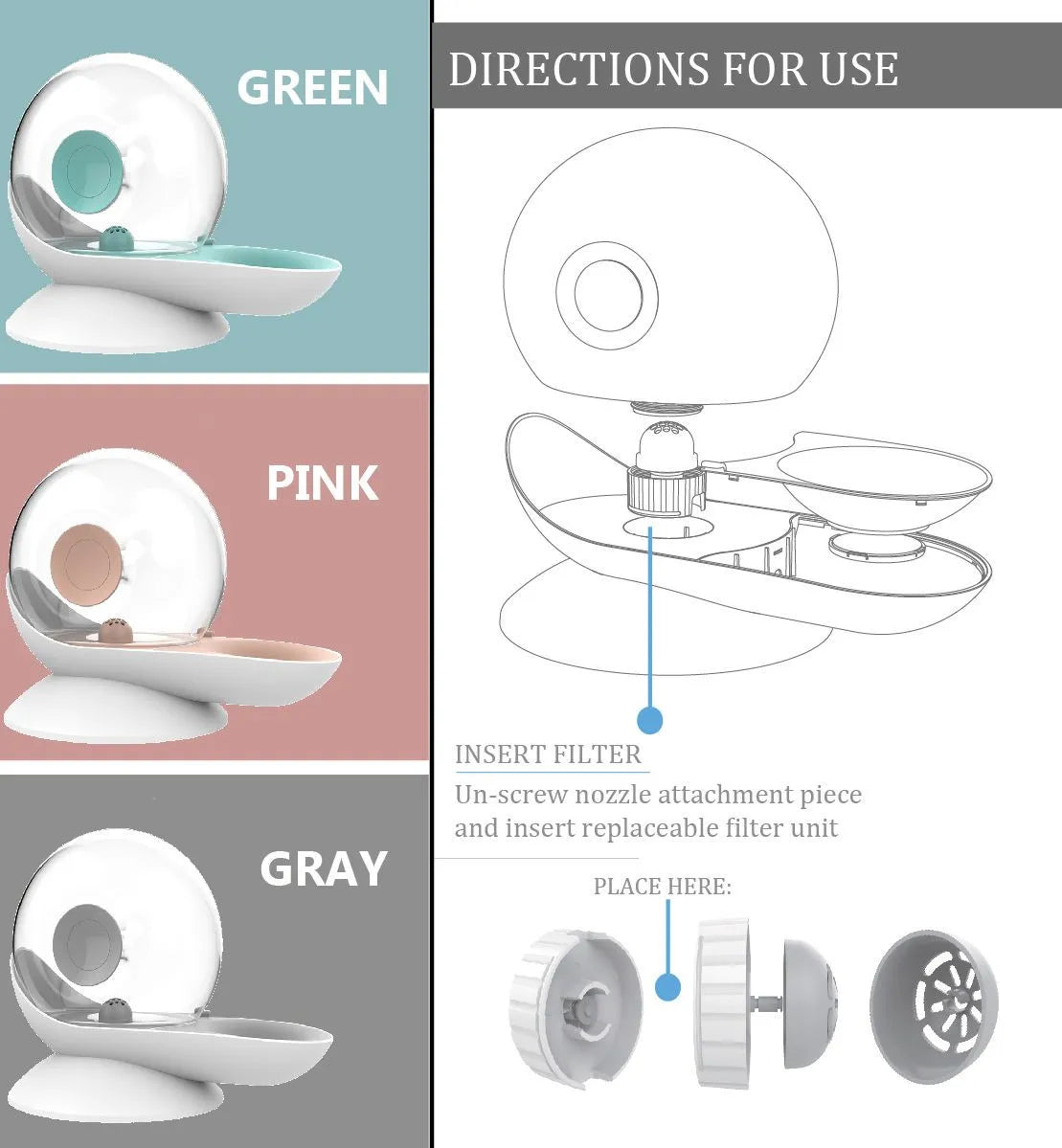 Pet Life ® 'Auto-Myst' 2-in-1 Filtered Water Dispenser and Food Bowl replacement filters, 6 pack, essential for pet hydrat...